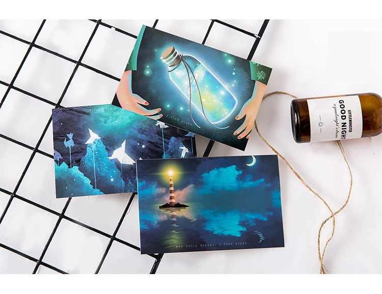 30Sheets/Set Slightly Self-luminous Looking for Light Luminous Card Postcard Greeting Message Card Christmas and New Year Gifts