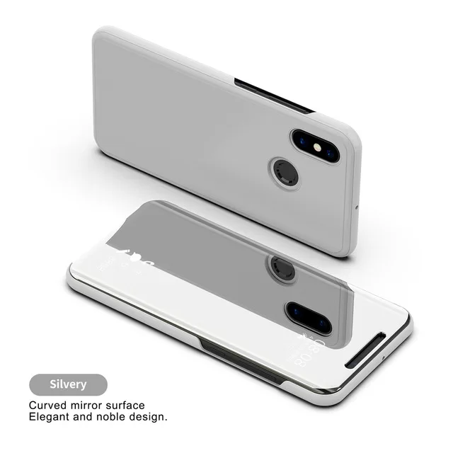 Slivery Роскошный флип-чехол с подставкой для Xiaomi mi 9 A2 8 Lite A1 6X 5X mi rror кожаный чехол для Red mi 7 Note 7 6 Pro 5 Plus 6A 4 4X крышка - Цвет: Slivery
