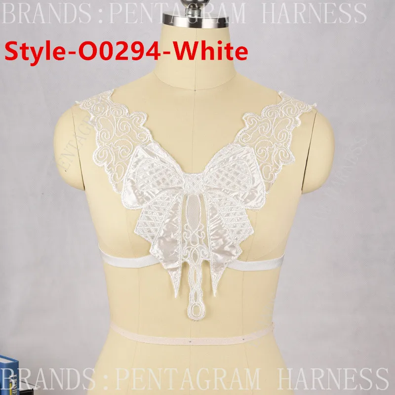 Style 0294 White Женские сексуальные кружевные прозрачные клетчатые бюстгальтеры жгут Готический кисточкой Холтер Черный бондаж на бретельках Топы женское белье жгуты в форме пентаграммы - Цвет: Style 0294 White