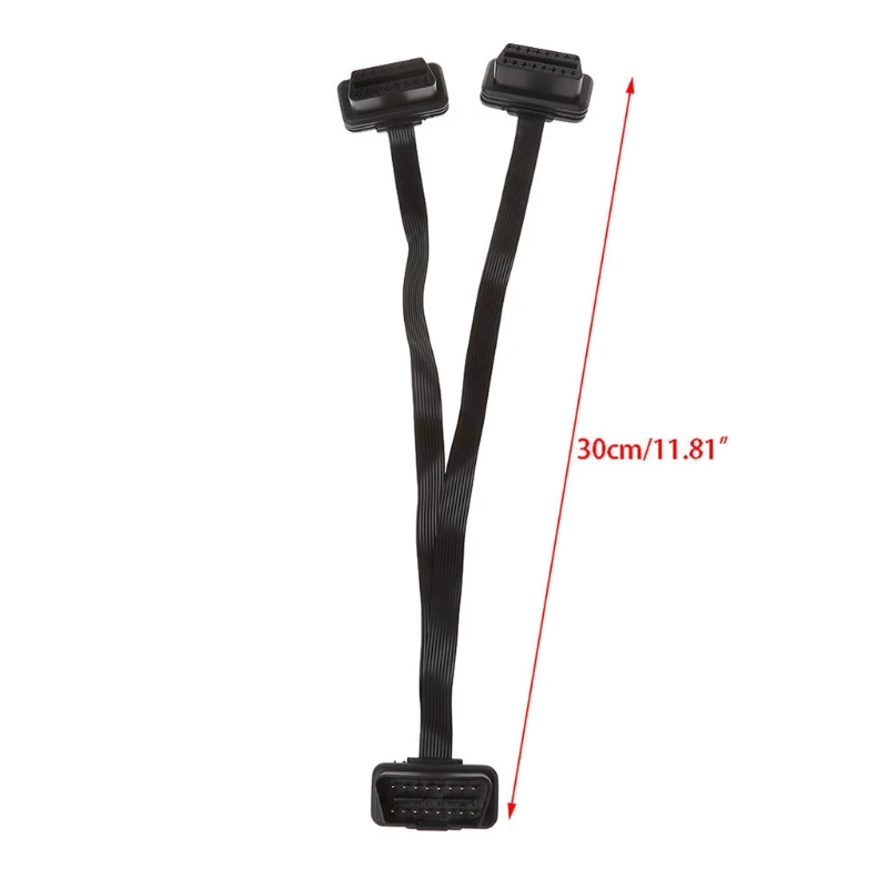 Плоский + тонкий As Noodle OBDII OBD 2 OBD2 16 Pin Штекерный Двойной Женский Y сплиттер локоть