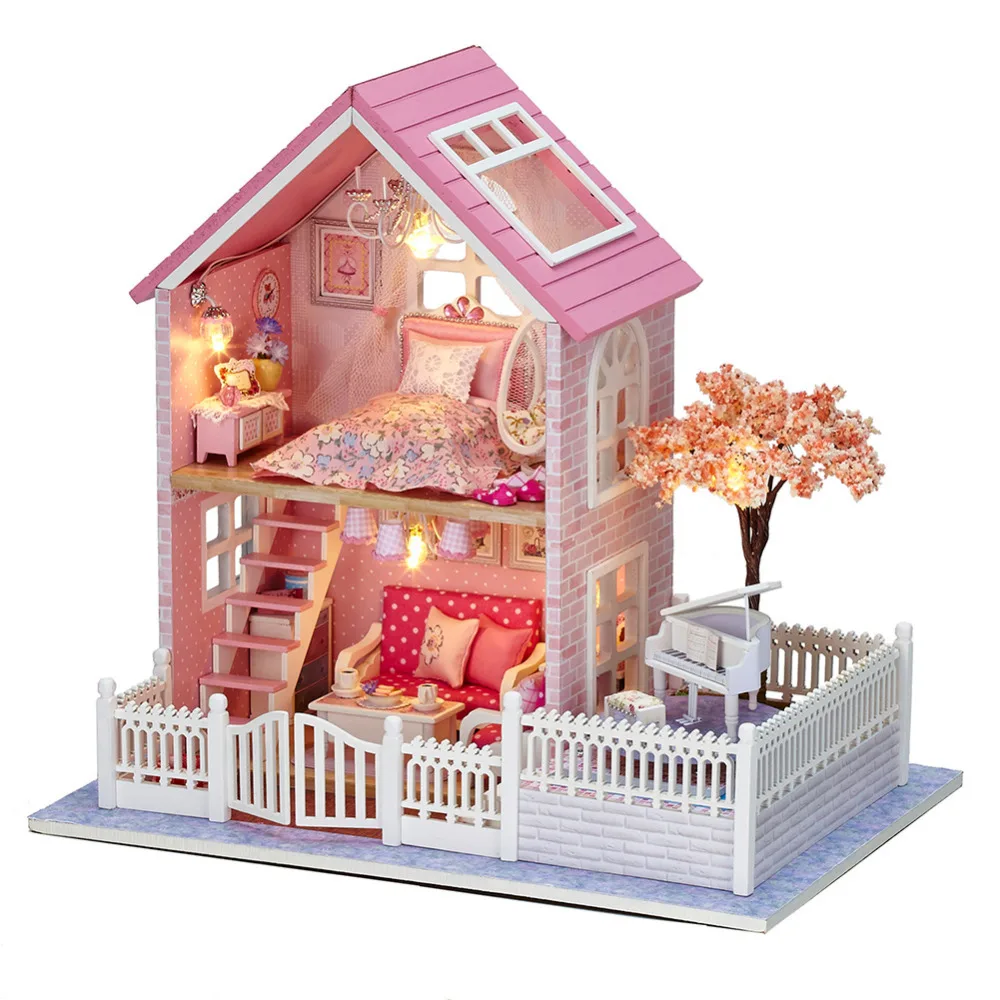 

Doll House Furniture Diy Miniature Dust Cover 3D Wooden Miniaturas Puzzle Dollhouse For Child Birthday Gifts Toys-Kitten Diary