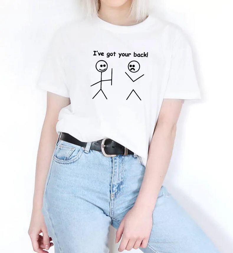 I Ve Got Your Back Print летняя футболка женская с круглым вырезом хлопковая с коротким рукавом забавная футболка Женская Топ Свободная Женская футболка черного и белого цвета