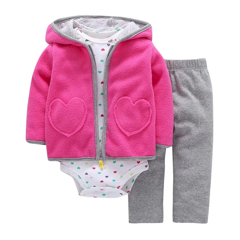 3 шт. детский хлопковый комплект одежды с капюшоном жилет и брюки|baby clothing set|baby girl