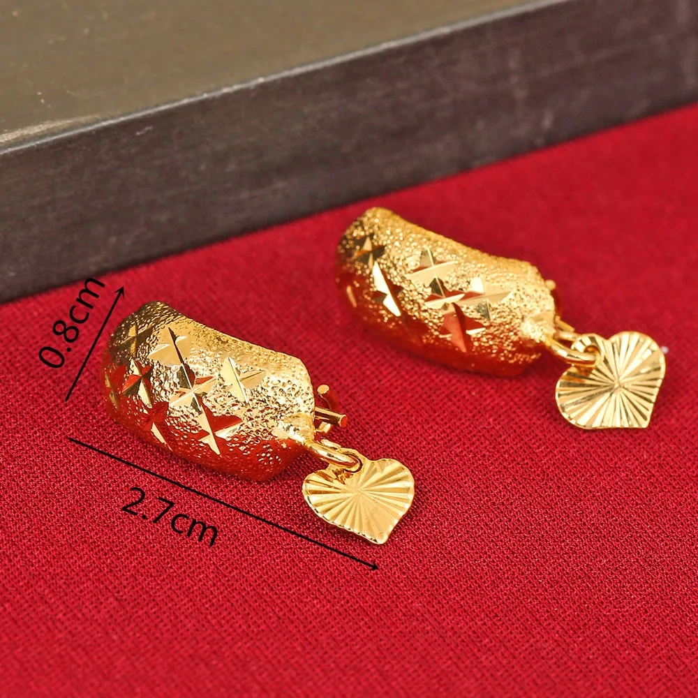 Африканские женские серьги в эфиопском стиле желтое золото форме сердца Дубая