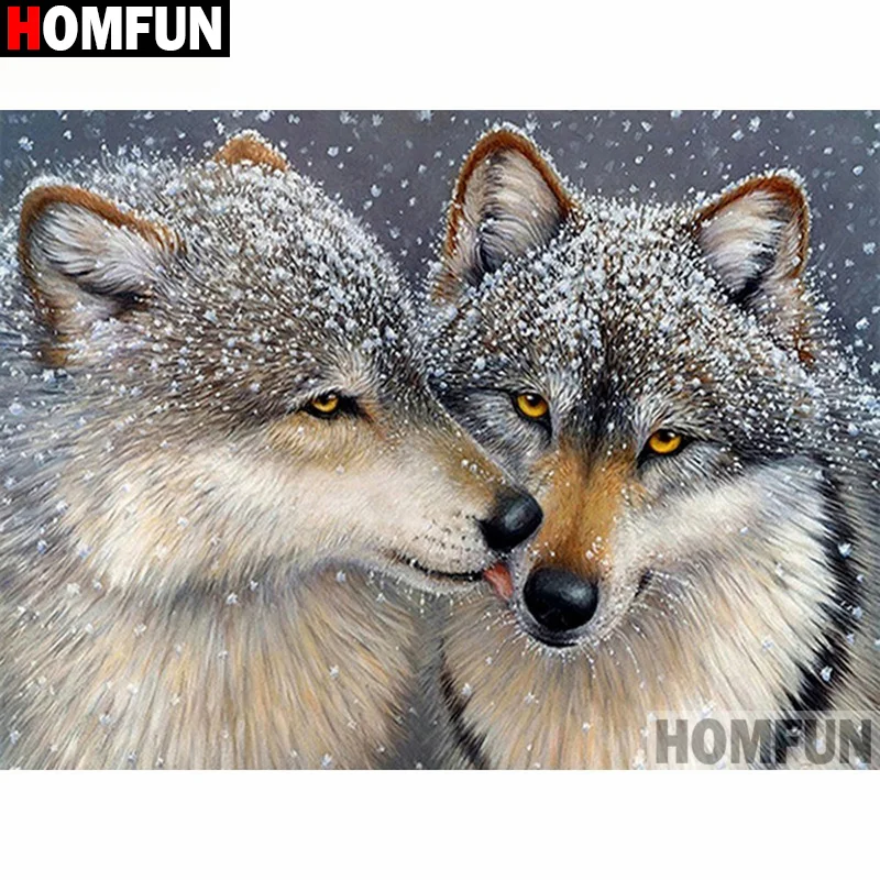 Алмазная живопись HOMFUN волк алмазная вышивка 5D сделай сам с квадратными/круглыми