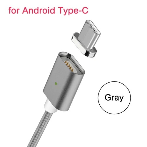Магнитный телефонный кабель Android type-C Micro USB для Xiaomi 9 Google Pixel 3A huawei P20pro mate 10lite LG G7 Магнитный кабель для зарядки - Цвет: Gray For Type-C