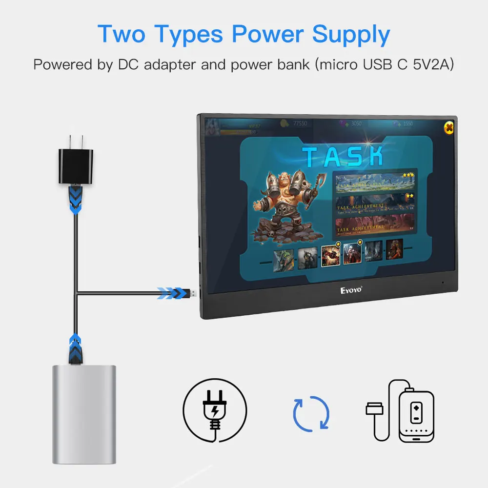 Портативный игровой монитор для ПК EM13J 13 3 дюйма 2560x1440 IPS с 4K входом HDMI