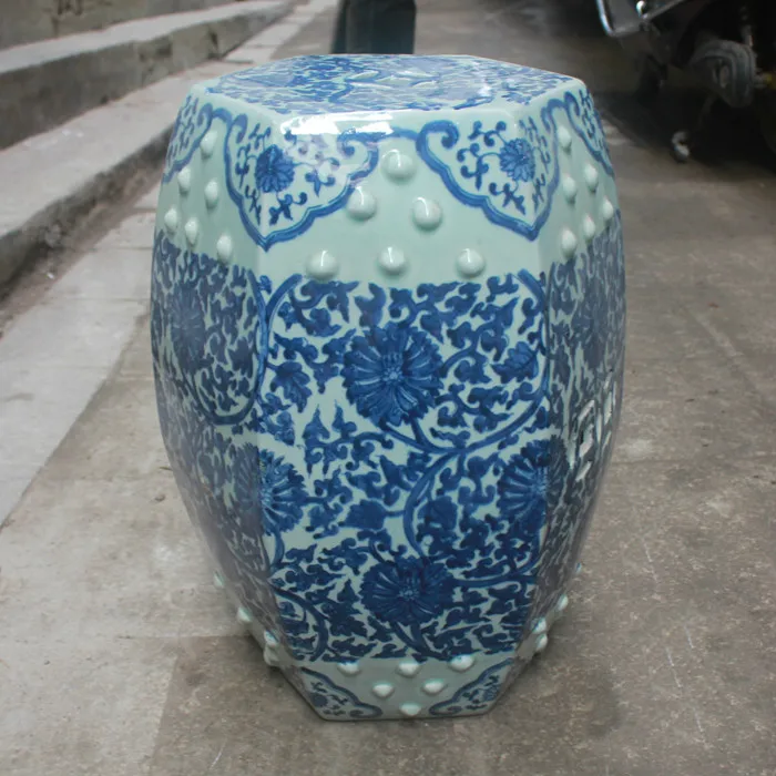 Стул керамический фарфор Jingdezhen древний синий и белый шестиугольный стул для