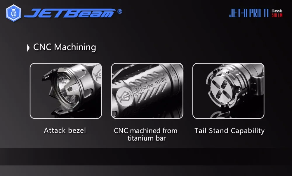 1 шт. JETBeam II PRO TI 510LM 4 режима тактический фонарь светодиодный светильник мини-вспышка светильник