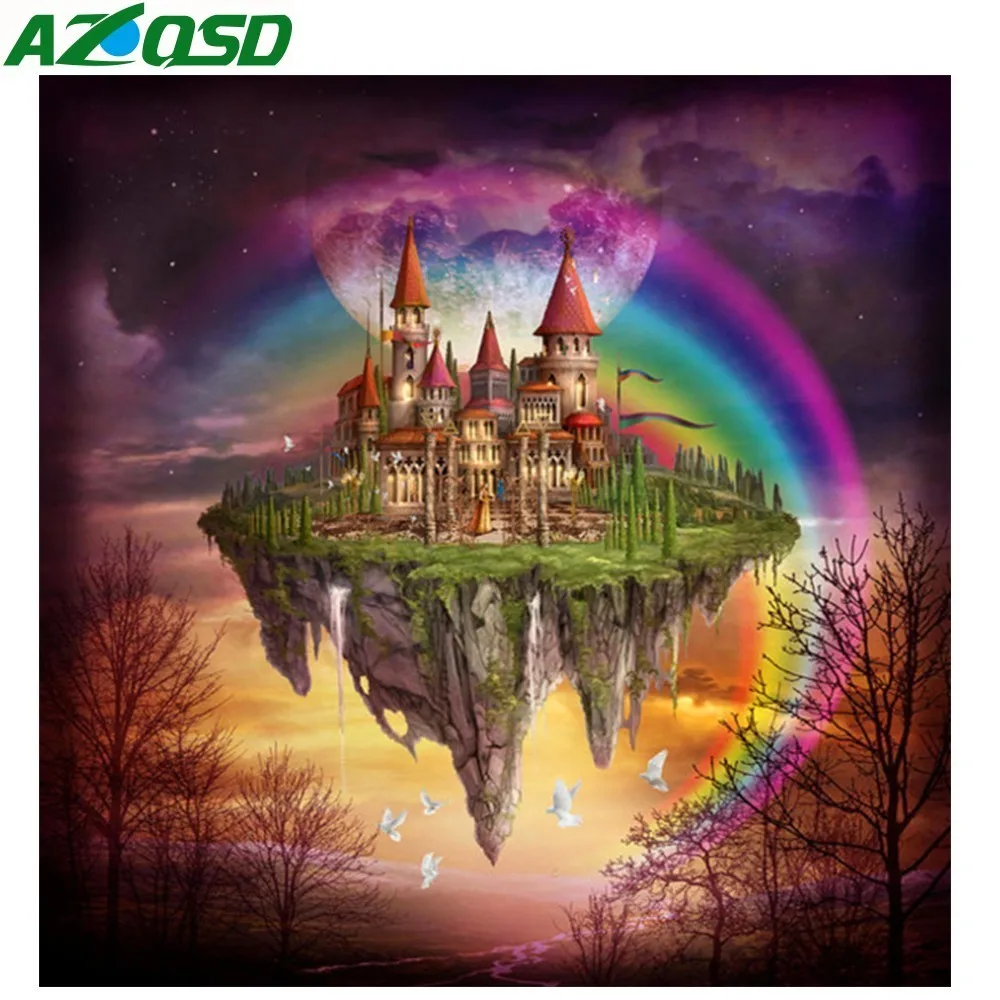 AZQSD Алмазная мозаика пейзаж с замком Вышивка крестом картина Стразы DIY вышивка