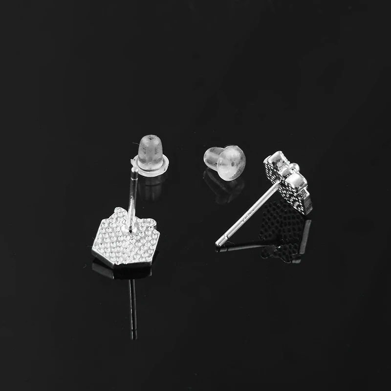 Серьги-гвоздики с белой эмалью из стерлингового серебра 925 пробы Подарочная