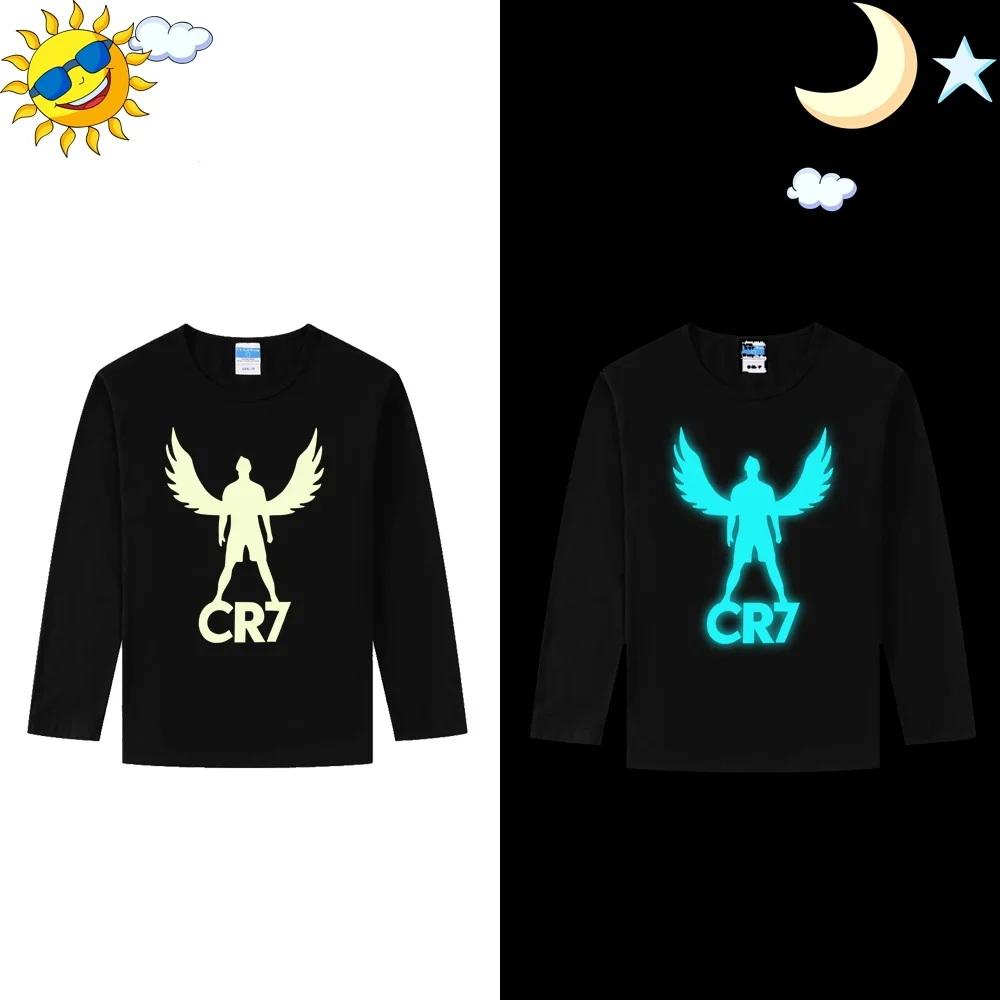 Black Long Sleeve LYTLM Ronaldo/футболка детские топы для девочек, футболка с длинными рукавами для маленьких мальчиков детская футболка CR7 Enfant Garcon, зимняя одежда для маленьких девочек - Цвет: Black Long Sleeve