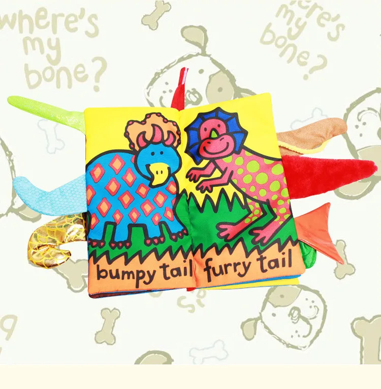 JOLLYBABY детский игрушки для детей раннего развития тканевые книги обучения Образование разворачивание деятельности книги животных хвосты стиль