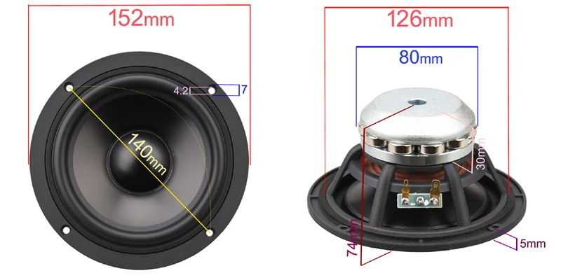 HIFIDIY LIVE hifi 5,98 дюймов 5,5 ''152 мм Средний бас динамик 6OHM 50 Вт СЧ бас громкоговоритель M5-152N