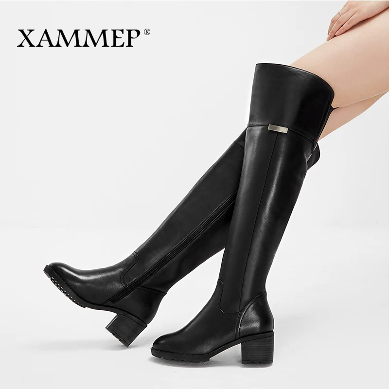 Брендовые женские сапоги Xammep выше колена большие размеры Высококачественная