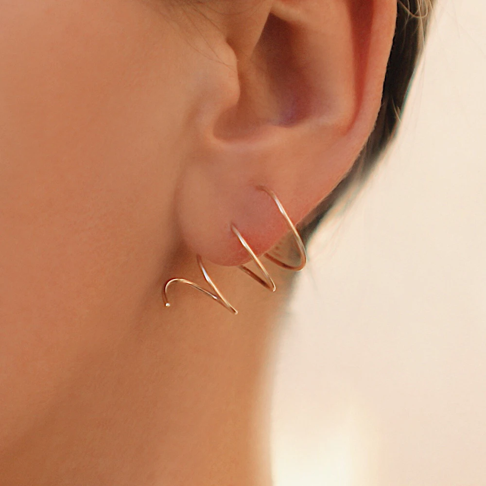 

Piercing Ear Climber Earrings Handmade Jewelry 925 Silver/Gold Filled Jewelry Punk Oorbellen Boho Minimalist Earrings