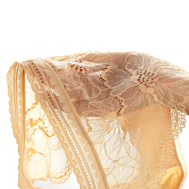 Кружевные бесшовные трусы LANGSHA нижнее белье с низкой посадкой из нейлона и шелка 3
