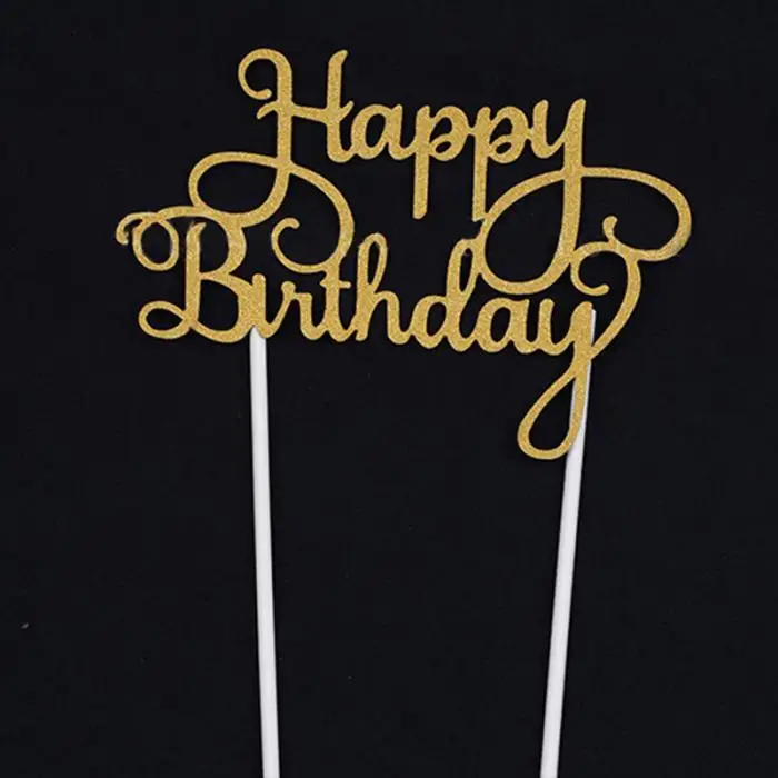 Новинка, Топпер для кексов, тортов, флаги с надписью Happy birthday, двойная палочка для семьи, дня рождения, вечеринки, украшения для выпечки, принадлежности E2S