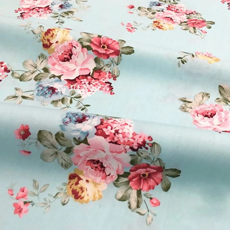 BIG FLORAL Хлопок элегантная пасторальная синяя Роза цветочный саржевая ткань для DIY детей куклы кроватки постельные принадлежности Подушка платье ручная работа Лоскутная Ткань - Цвет: BIG FLORAL