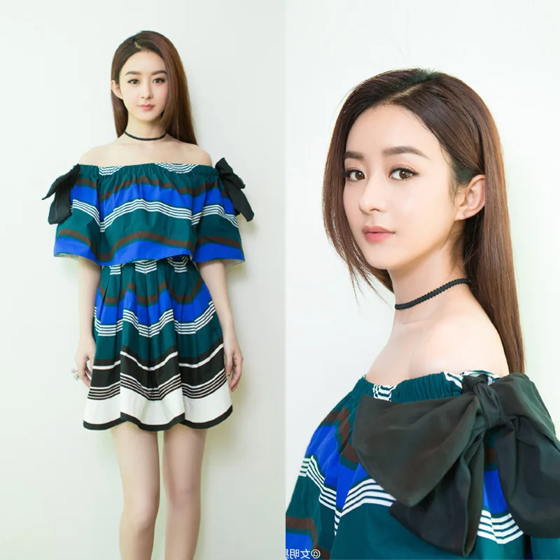 2017 Summer New Female Casual Sexy Slash Neck Off The Shoulder Stripes Silm Dresses for Girls Bowtie Beach Dress Women | Женская одежда