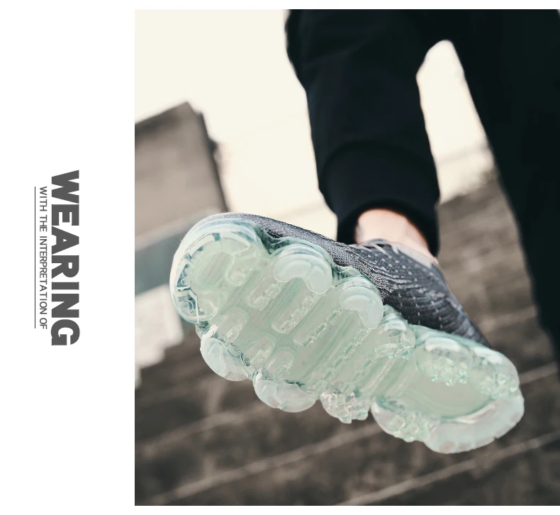 Мужские кроссовки; женская обувь для бега; Vapormax_ ; дышащая обувь с максимальной подушкой; Повседневная сетчатая обувь; увеличивающая рост; цвет белый, черный