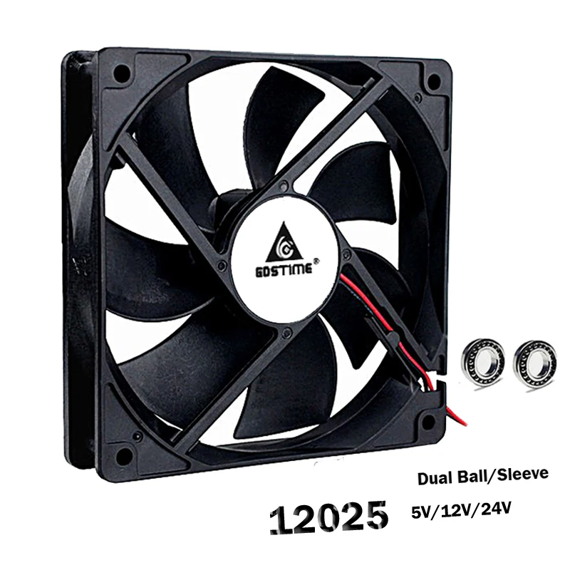 Gdstime 12025 5V 12V 24V 48V Процессор ПК компьютер чехол вентилятор 120x120x25 мм 2PIN 3PIN 12 см Ноутбук GPU 120 мм охлаждающий вентилятор постоянного тока мяч/рукав из нержавеющей стали