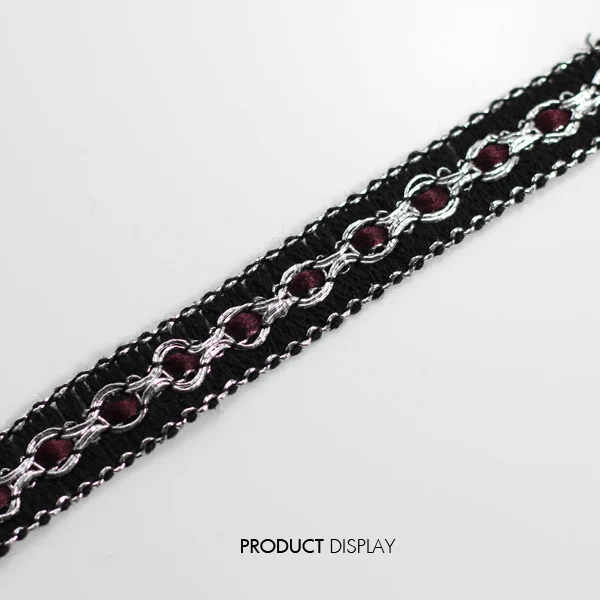 Аппликация кружевной ткани Venise Плетеный Черный Серебряный украшенный украшения