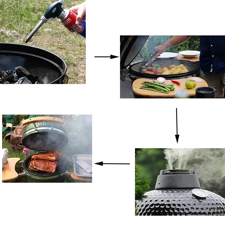 12 дюймов настольный мини Kamado гриль Легко собранный Portale керамический барбекю-гриль милый Открытый Бездымного угля грили