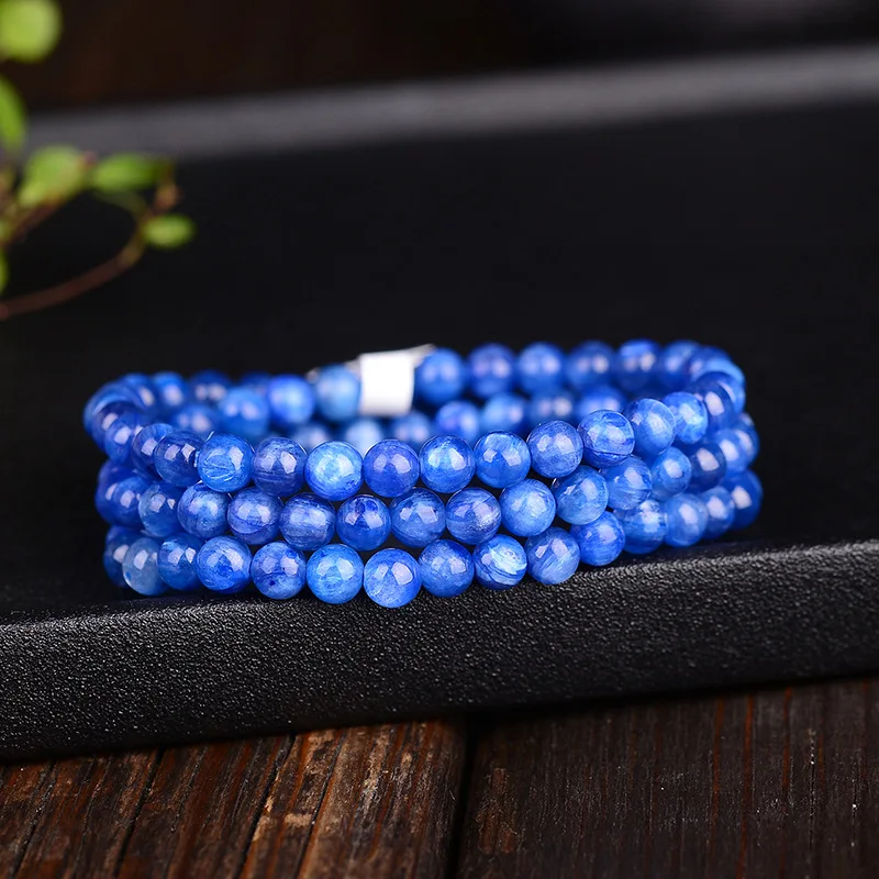 Оптовая продажа браслеты из натурального голубого камня 5 мм круглые бусины на