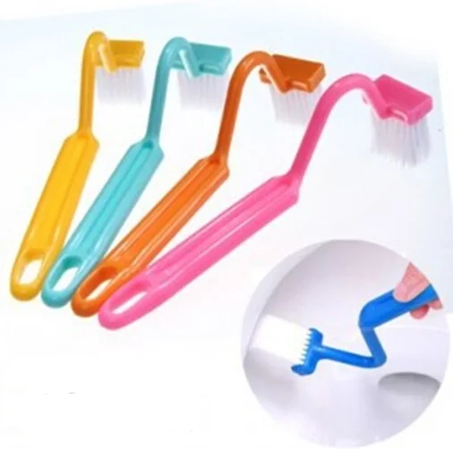 

1PC S Shape Toilet Cleaning Brush Portable Toilet Brush Scrubber Curved Clean Side Bending Handle Corner Brush OK 0158