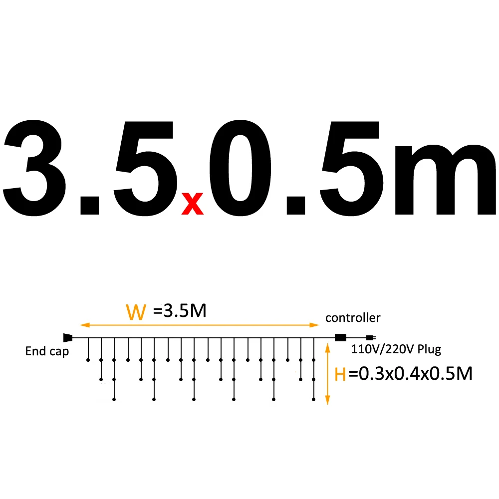 3.5X0.5m Гирлянда на батарейках, сказочный светильник, занавес, светодиодный, декоративный, 220 В, Рождественское украшение, для улицы, USB разъем, водонепроницаемый, Свадебный светильник s - Испускаемый цвет: 3.5X0.5m