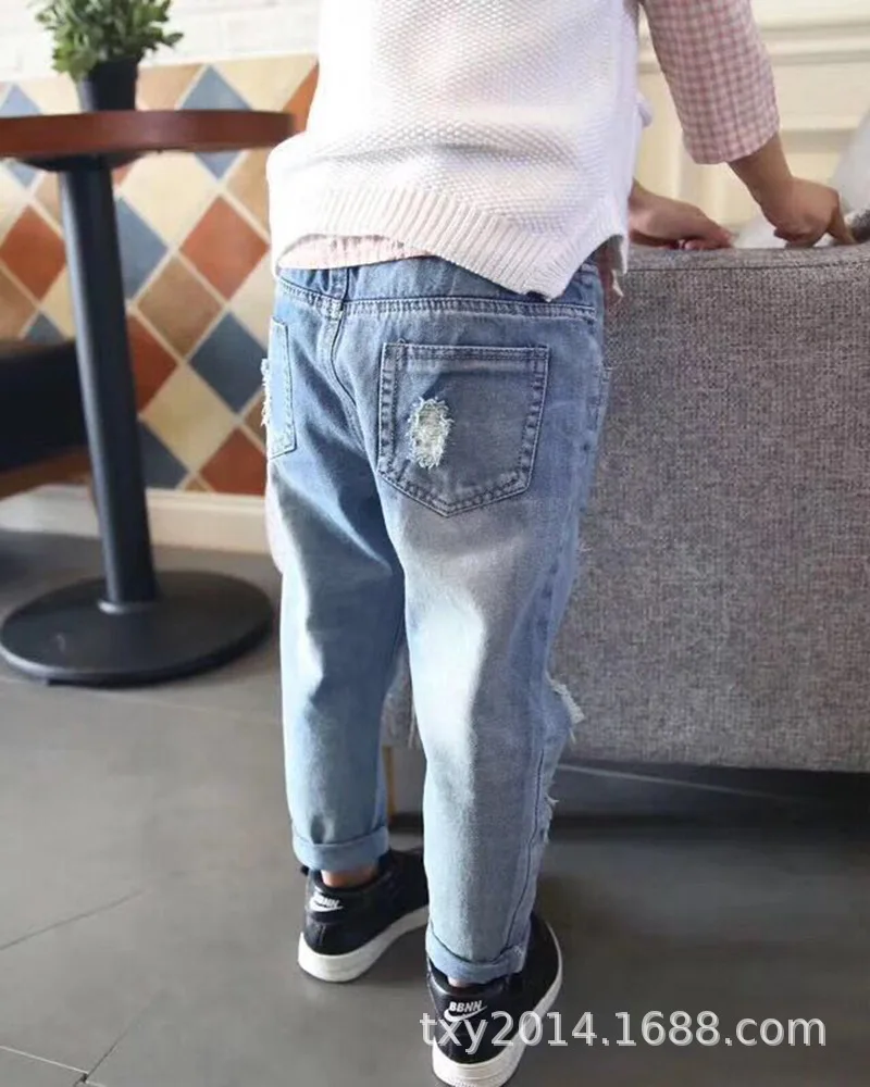 Коллекция 2019 года новая весенняя детская одежда джинсовые брюки для мальчиков и