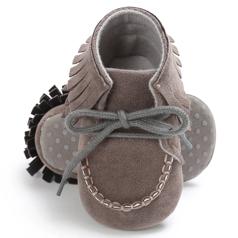 E&Bainel Newborn Baby Girl Boy Prewalker Solid Fringe Shoes For Kids Infant Toddler Soft Soled Anti-slip Boots Booties 0-18M images - 6