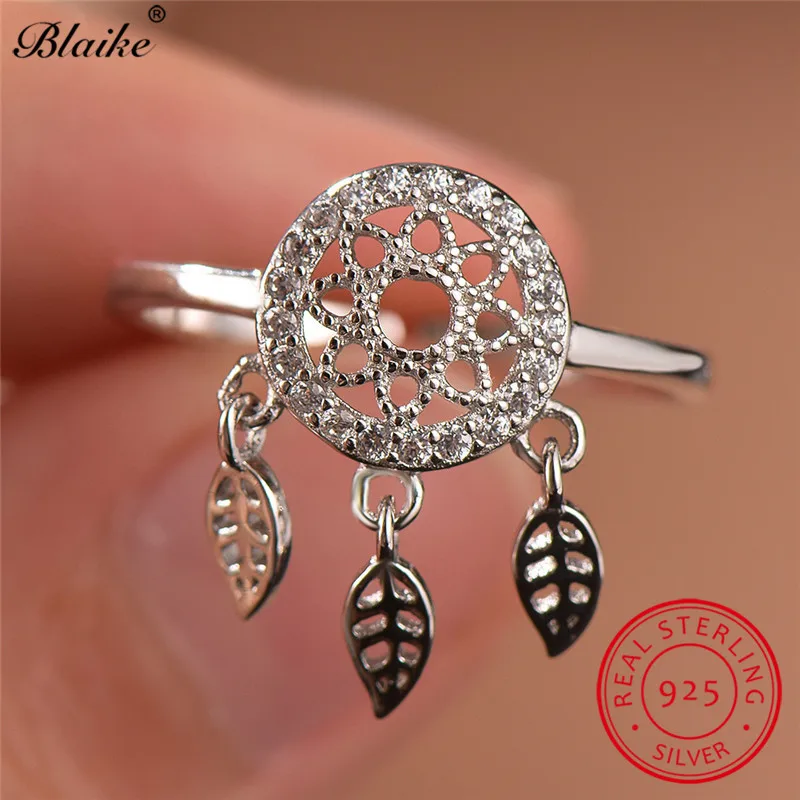 Blaike Boho Женская лотоса кольцо античная 925 Серебряные кольца для женщин