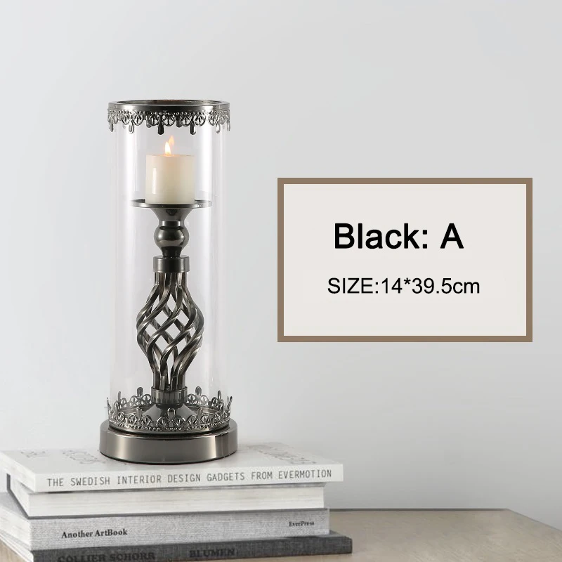 Black-A Подсвечник, украшение, домашний цилиндр, романтический подсвечник, подсвечник для ужина, подсвечник для дома, для свадьбы, украшение в центре - Цвет: Black-A