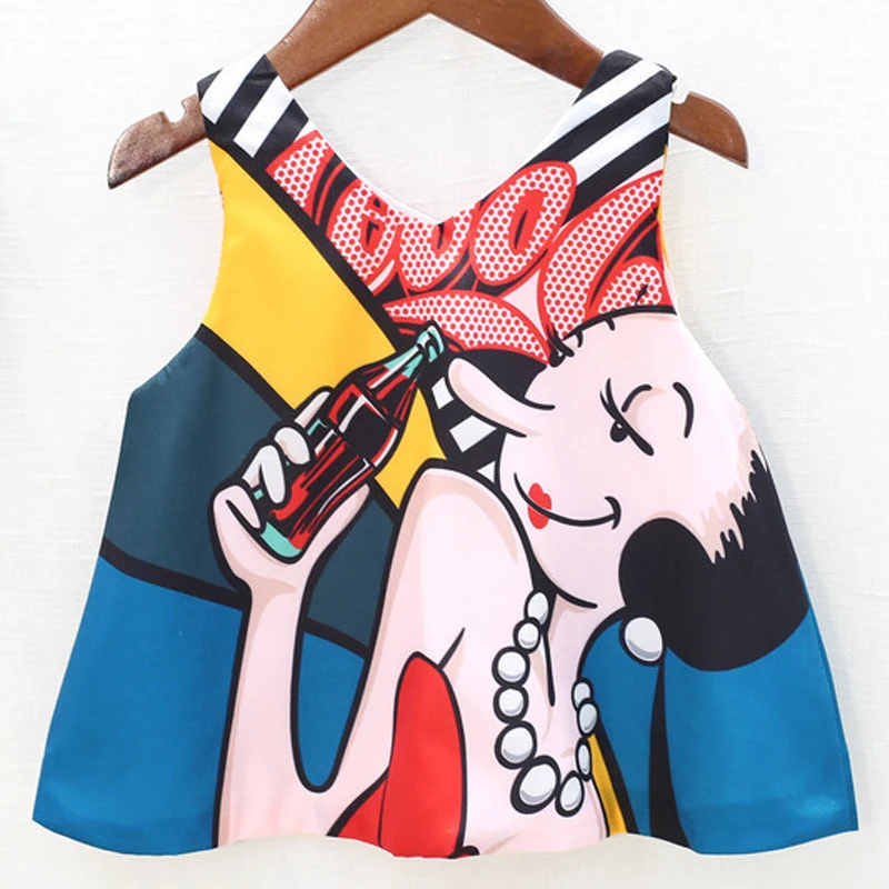 Комплекты для девочек Новинка лета 2020 милый жилет без рукавов с принтом детская