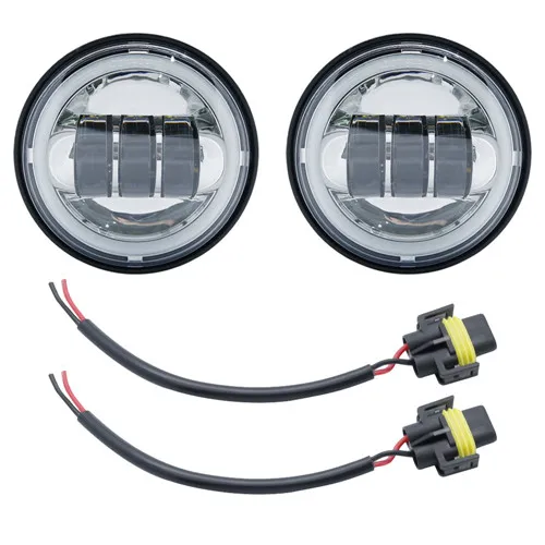 Chrome DRL Для мотоцикла Harley, 2 шт., 4,5 дюйма, светодиодный противотуманный светильник, DRL, светодиодный противотуманный фонарь, галогенное кольцо, 30 Вт, Круглый, водонепроницаемый, 4 1/2, вспомогательная лампа ближнего света - Цвет: Chrome DRL