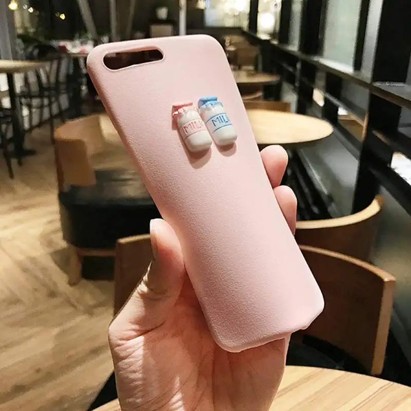 Сплошной цвет силиконовый чехол для IPhone X 6plus 6s 8 Plus 5 5S SE 7plus 3D бутылка молока