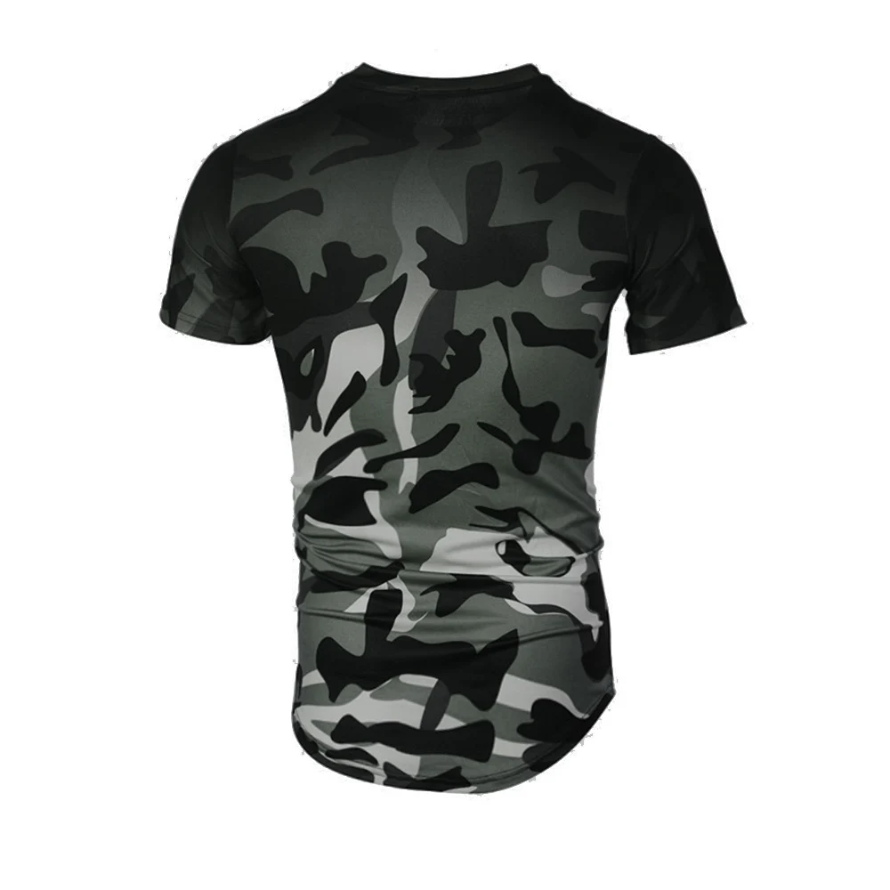 Мужская камуфляжная футболка с круглым вырезом коротким рукавом и камуфляжным