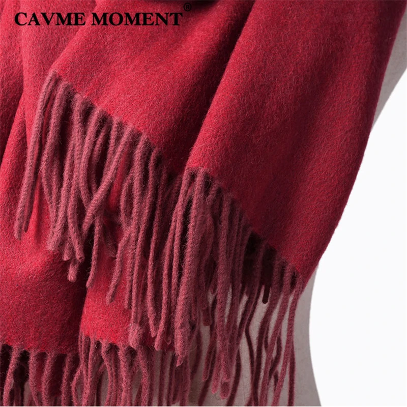 

CAVME 100% Wool Scarf Women Ladies Long Tassels Scarves Men Basic Scarves Solid Color Wrap Shawl Woolen Fabric 72*200cm 283g
