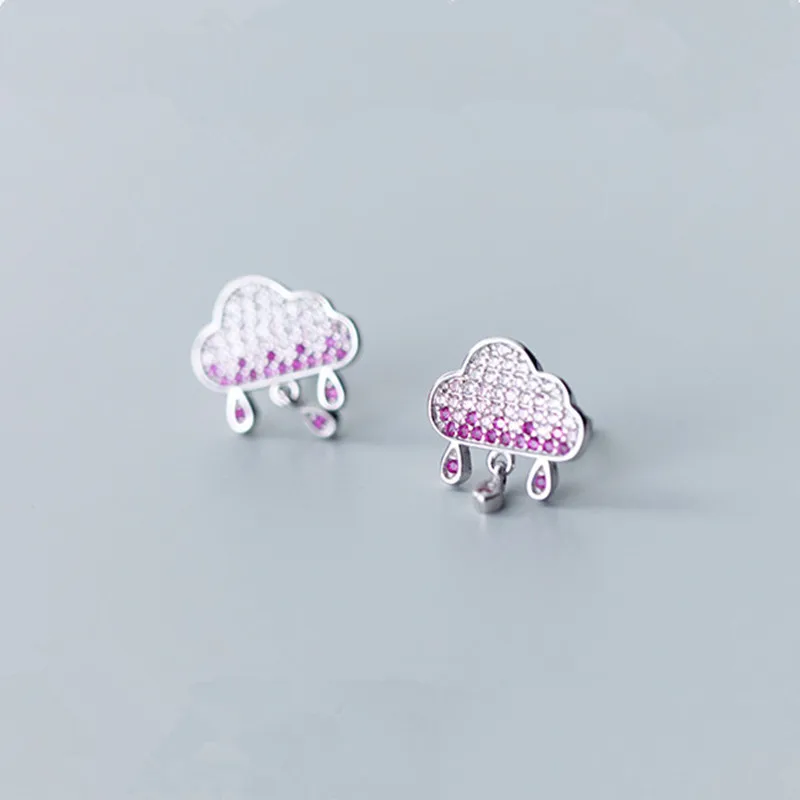 Женские серьги-капельки с разноцветным цирконием градиентом и облаком |