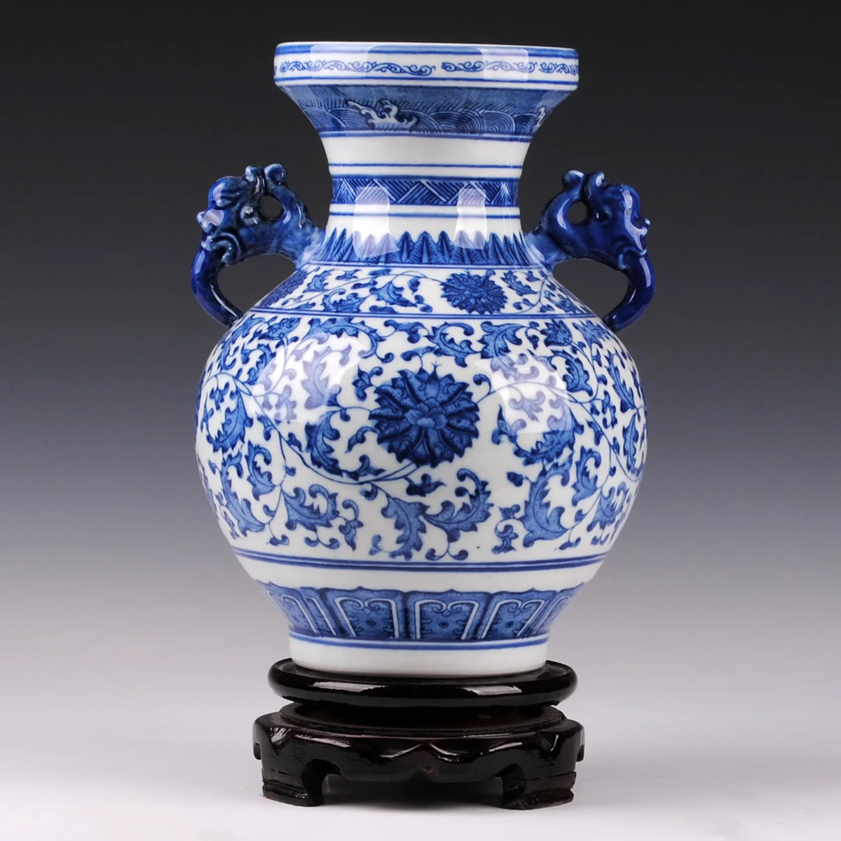 

Ceramics antique blue and white porcelain interaural vase home decoration crafts gift