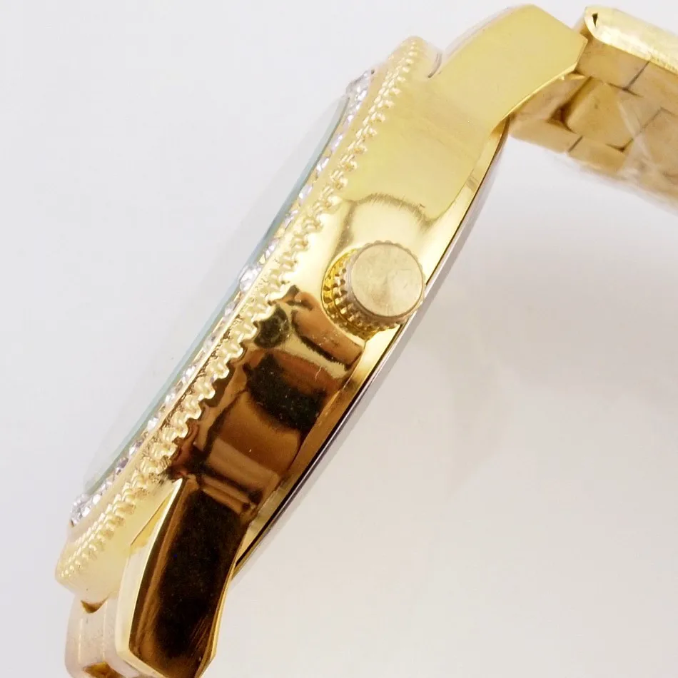 Оптовая продажа золотые женские кварцевые часы со стразами мужские полностью