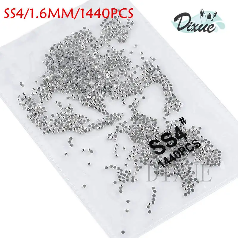 Glue white ss4 1440 SS3-ss8, 1440 шт, прозрачные Стразы AB gold flack, 3D, без горячей фиксации, плоские с оборота, для украшения ногтей, плоские с оборота Стразы для одежды 073 - Цвет: Glue white ss4 1440