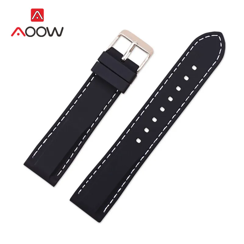 Спортивный силиконовый ремешок 16, 18 мм, 20 мм, 22 мм, 24 мм для samsung Galaxy Watch Active gear S3 Amazfit bip, водонепроницаемый резиновый браслет - Цвет ремешка: Black white line