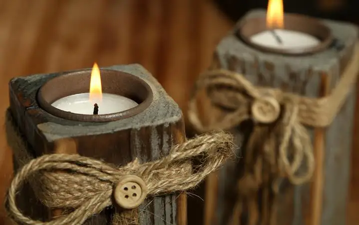 Винтажный деревянный подсвечник Свадебный Рождественский для чая кофейного