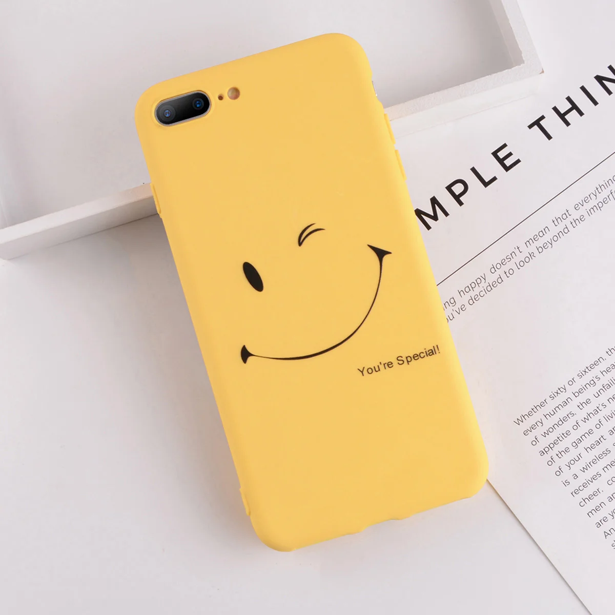 AC2294 Желтый чехол для телефона Moakado для iphone 11, 6s, 7, 8 Plus, X, XS, Max, XR, 5, 5S, SE, мягкий термополиуретановый чехол с забавными буквами и улыбкой - Цвет: AC2294