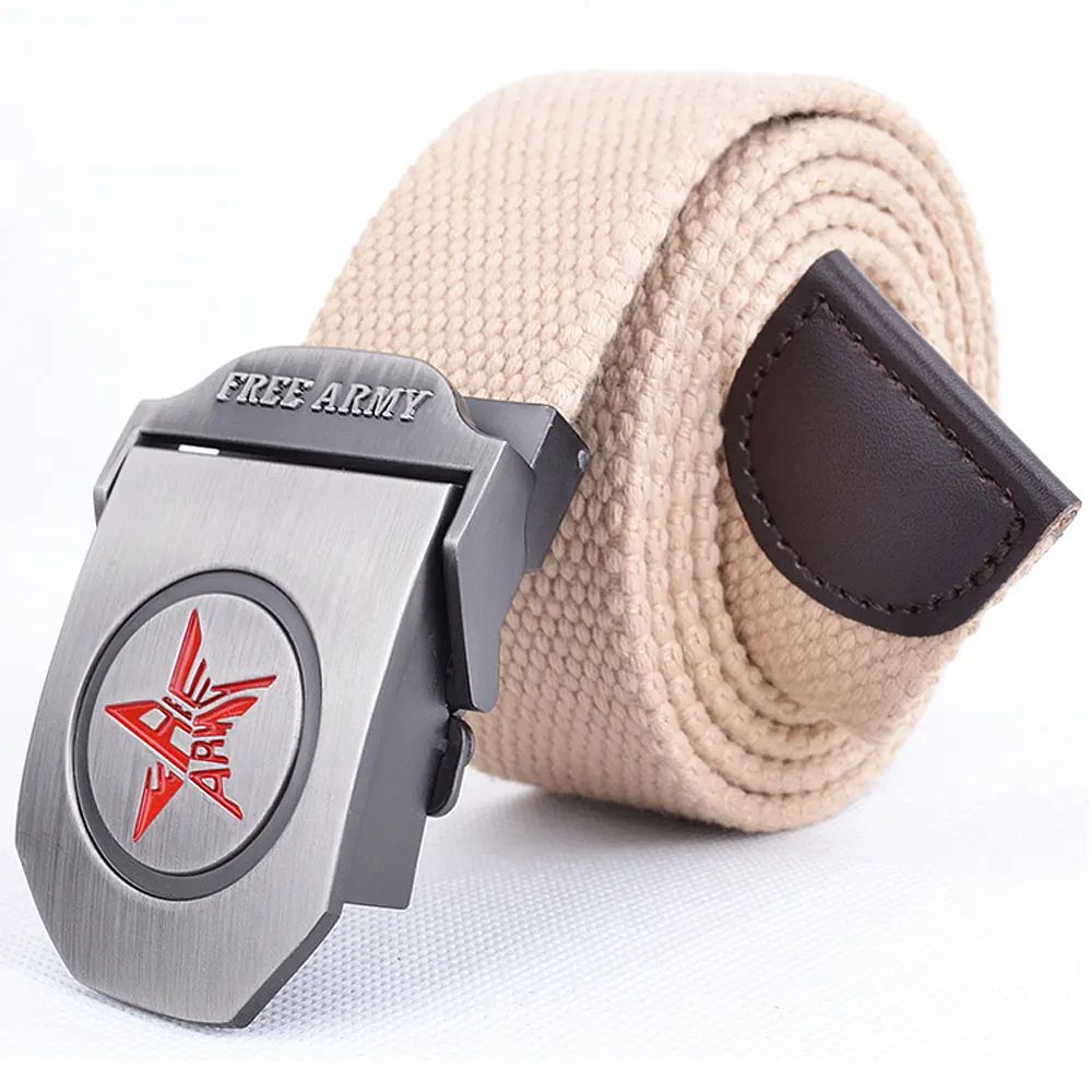 Ремень мужской с автоматической пряжкой Модный брезентовый пояс в стиле