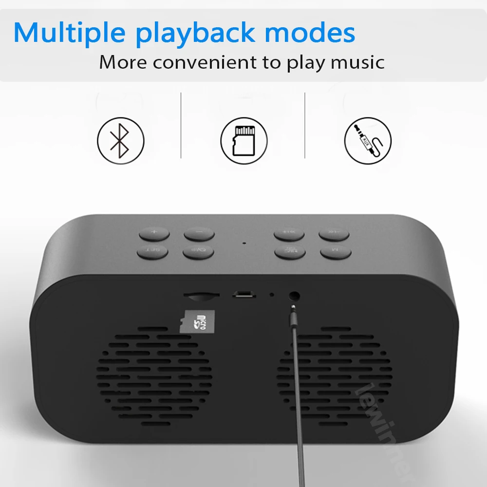 Bluetooth 5,0 Портативный беспроводной Bluetooth динамик Колонка сабвуфер музыкальная звуковая коробка светодиодный Будильник для ноутбука