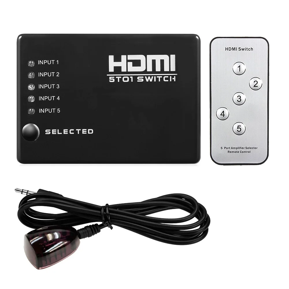 Новый 5 Порты HDMI HUB 1080 P видео HD Коммутатор Splitter Conveter адаптер с ИК-пульт коробка для